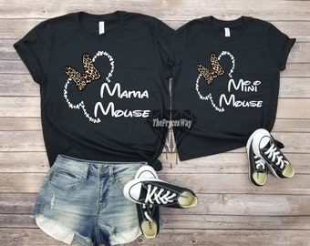 Cheetah Silhouette Mama-Mini Mouse Mommy And Me Shirt,Leopard Mommy And Me,Animal Kingdom Shirt,Minnie Mouse Shirt,Disney Mommy And Me Shirt