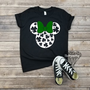 Clover Leaves Minnie Mouse Kids Shirt,Girls Minnie Mouse Shirt,Shamrock Shirt,Disney St Patricks,Irish Day,Kids Clover Tee,Minnie St Patrick