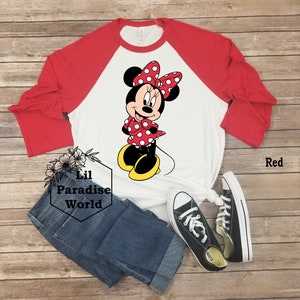 Red Minnie Mouse Baseball Shirt,Disney Baseball Shirt,Couples Disney Shirt,Disney Minnie Shirt,Minnie Mouse Shirt,Disney Long Sleeve Shirt