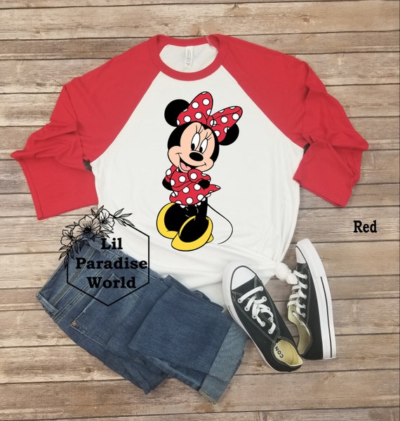 Camisa de béisbol roja de Minnie Mouse, camisa de béisbol de Disney, camisa  de Disney para parejas, camisa de Minnie de Disney, camisa de Minnie