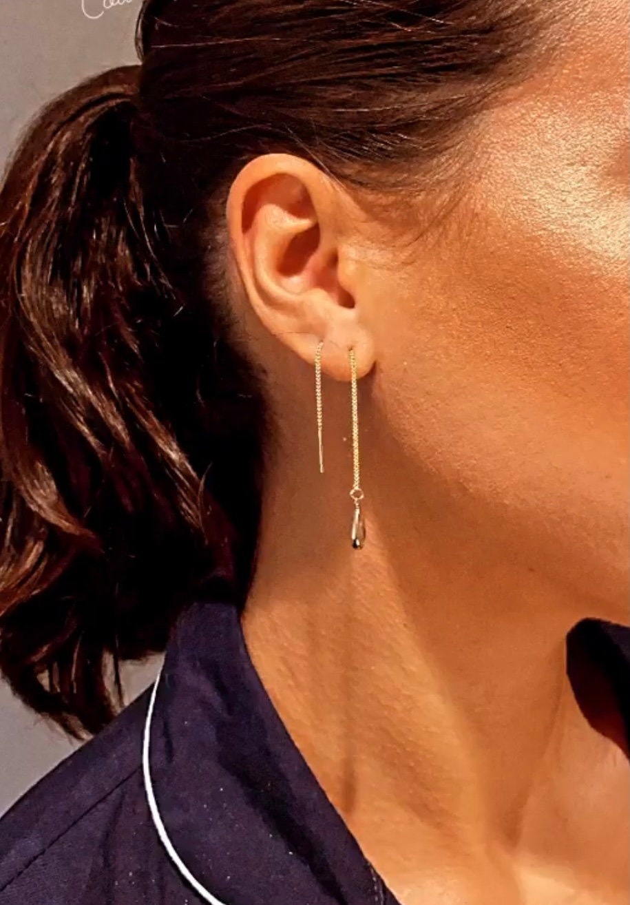 Gold Threader Earrings Drop Etsy