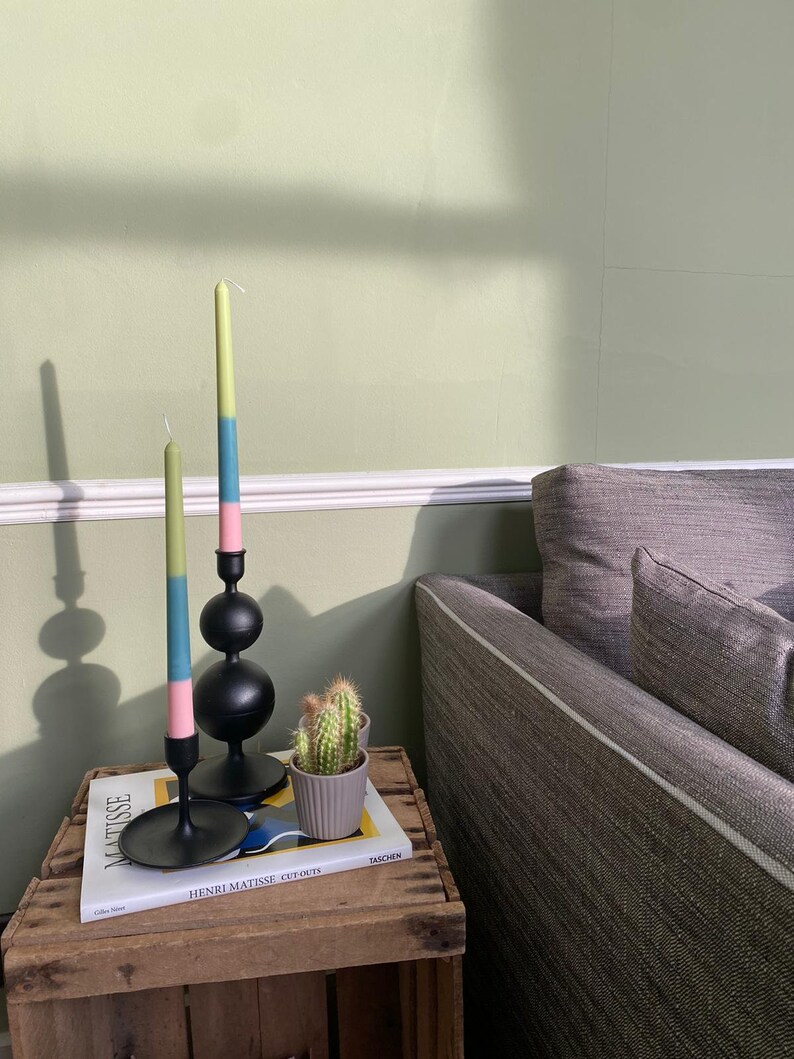 Funky Triple Stripe Drip Candle 2 Taper Candles in One Pack Etsy