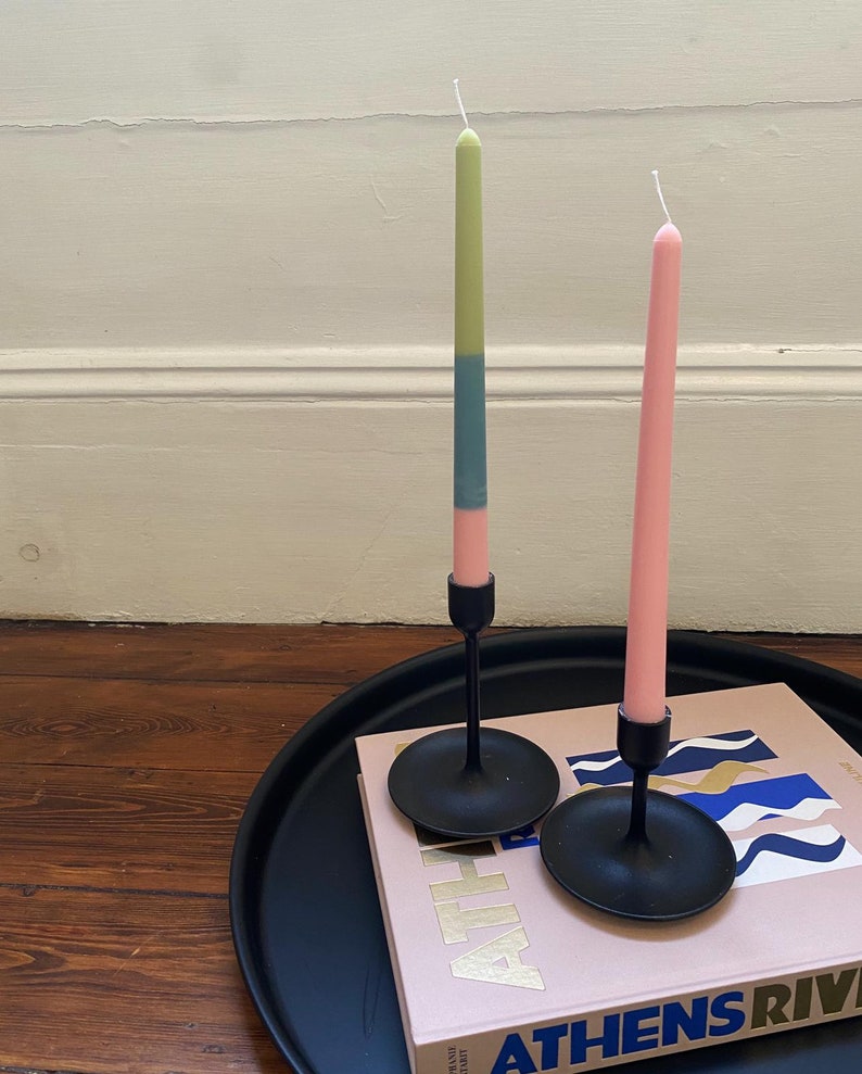 Funky Triple Stripe Drip Candle 2 Taper Candles in One Pack Etsy