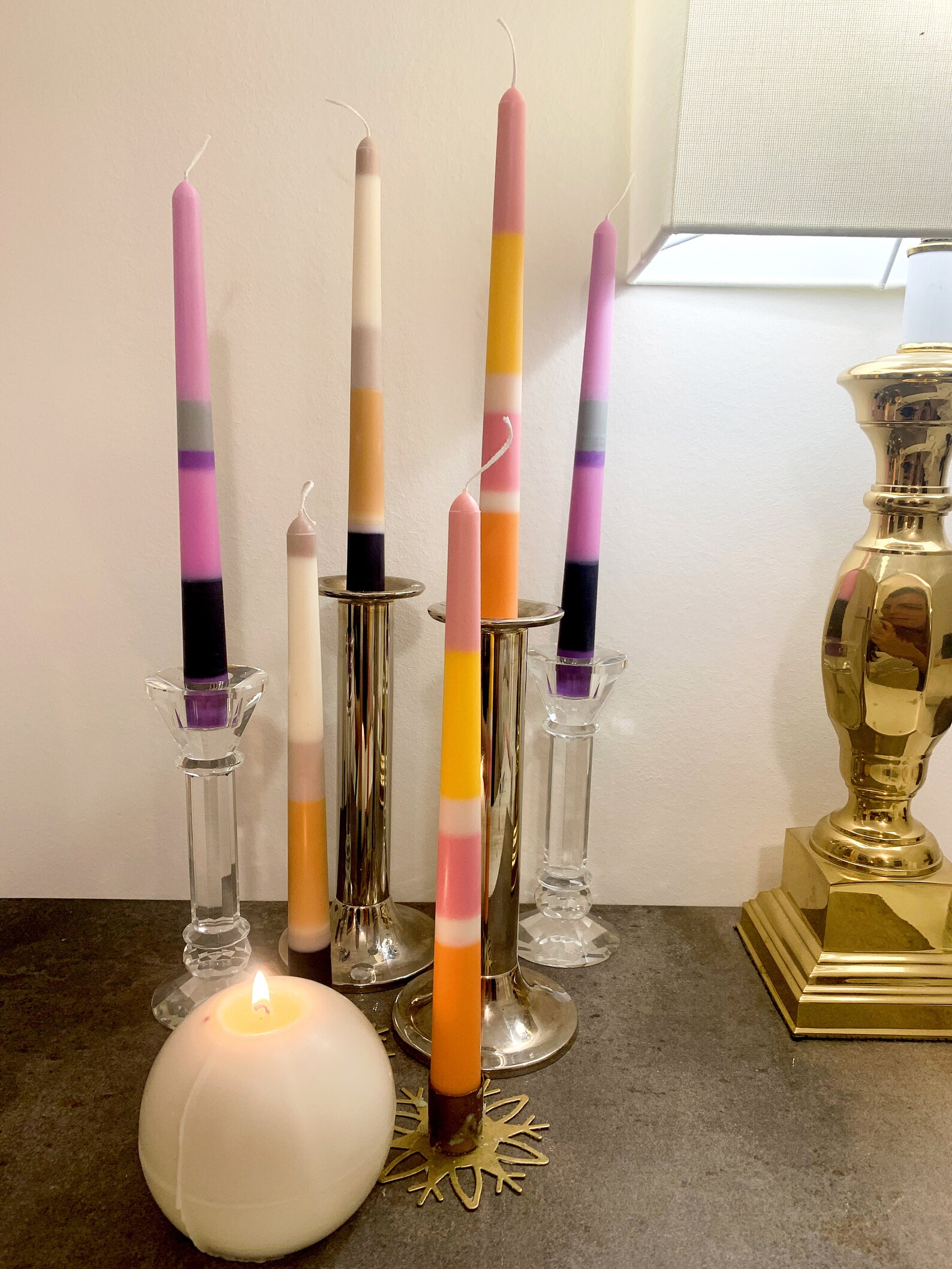 Funky Double Stripe Drip Candle 2 Taper Candles in one pack Etsy