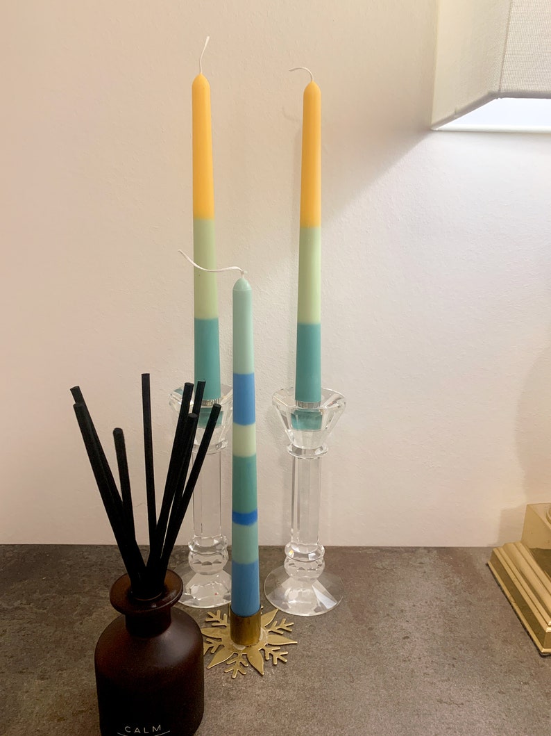 Funky Triple Stripe Drip Candle 2 Taper Candles in One Pack Etsy