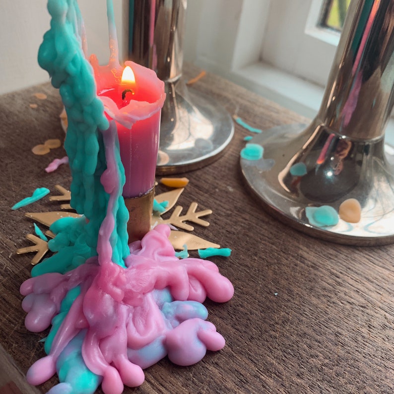 Funky Single Colour Drip Candle 2 Taper Candles in one pack Etsy