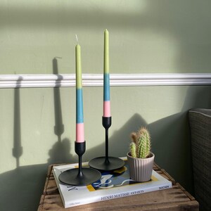 Funky Triple Stripe Drip Candle - 2 Taper Candles in one pack (please note: These are HANDMADE, no two are exactly the same)