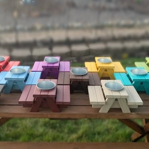 Weatherproof Picnic Table Feeder Bench: Guinea Pig, Squirrel, Bird, or Chicken