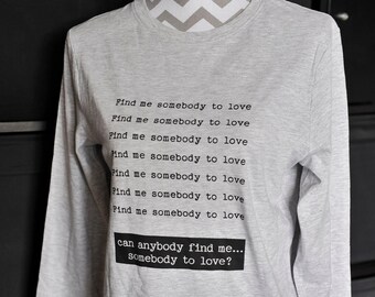 Queen Somebody To Love Long Sleeve Screen Print T-Shirt