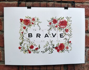 Grow To Be Brave Vintage Design CMYK Screen Print