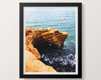 California Water and Cliff Photography Print, Photography Wall Art, Nature Print, Ocean Views, Ocean Blue, Wall Art Print, Scenic Print