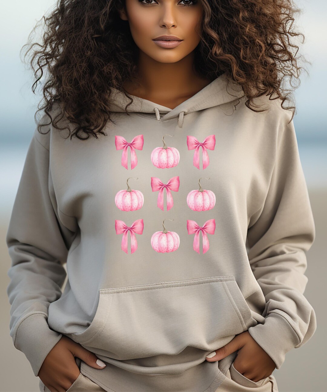 Pink Pumpkins and Bows Cropped Hoodie, Fall Sweatshirt - Etsy
