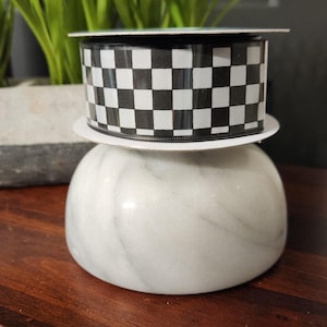 Black and White Checkered Ribbon, 1.5&quot; Black and White Checkered Ribbon, Wired Ribbon,