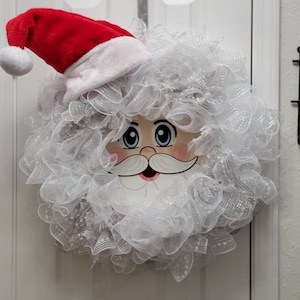 Santa Wreath, Santa Face Wreath, Christmas Wreath, Santa Hat and Face Wreath