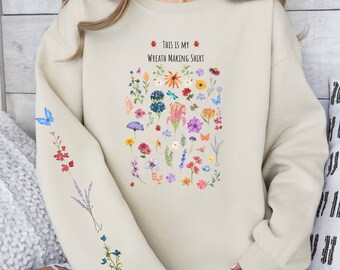 Chemise de confection de couronnes, sweat-shirt artisanal à fleurs