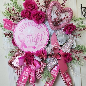 Breast Cancer Awareness Wreath, Breast Cancer Wreath, Breast Cancer Survivor, Breast Cancer Ribbon,