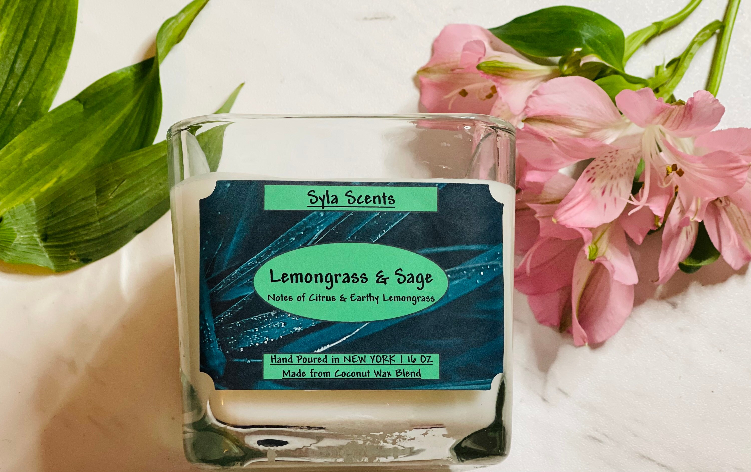 Lemongrass & Sage Scented Candle with Honeysage Rosewood Etsy