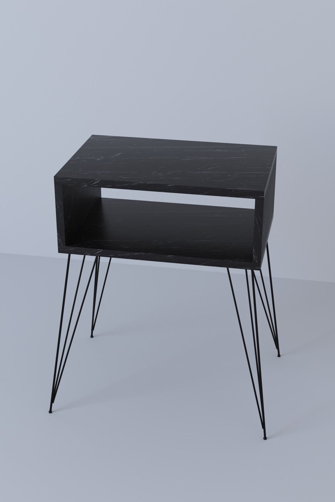 Bifim Metal Leg Bedside Table Black Marble Bedroom Living Etsy