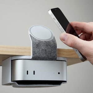 Felt Lined Mac mini Under Desk Mount and MagSafe Dock (M4 2024 Version)