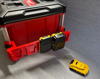 5-in-1 Dewalt 20V Batteriehalter für Milwaukee Packout Toolbox | Sichere Verriegelung | 3D Gedruckter Anhänger
