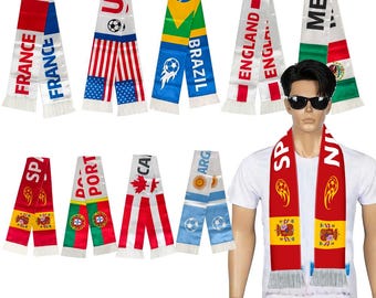 2026 World Soccer Cup International Flags Scarf Soccer Game Day Polyester Trophy Scarf Gameday Fan Wear for all Matches