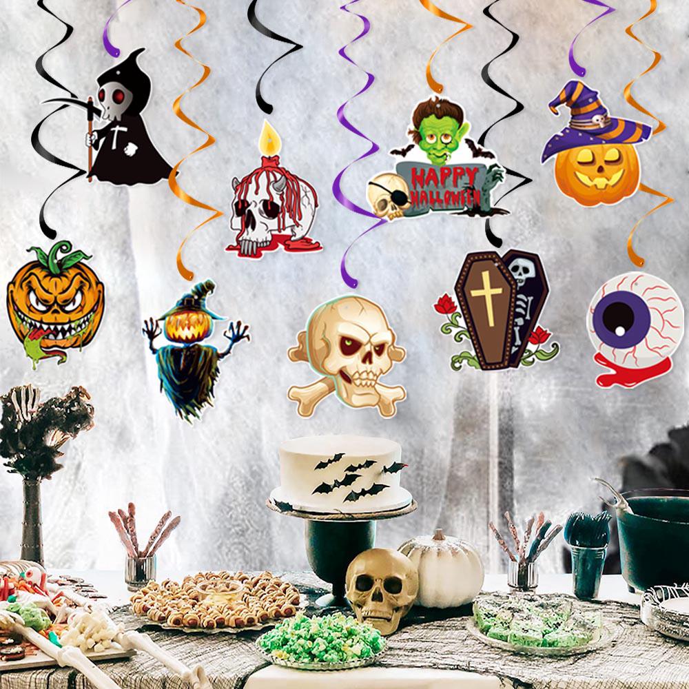 3 Halloween Banner Set – Mit Skelett, Kürbis & Vampir, Aus Karton, Zum Aufhängen