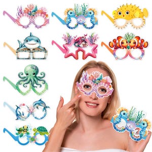 10 Stück Seetier Thema Papier Gläser Unter Ocean Thema Party Dekor Ozean Tier Foto Requisiten für Geburtstag Baby Shower Party Liefert