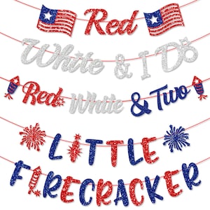 Red White and I Do Banner 4th of July Bachelorette Party Decorations Red White Blue Wedding Party Favors