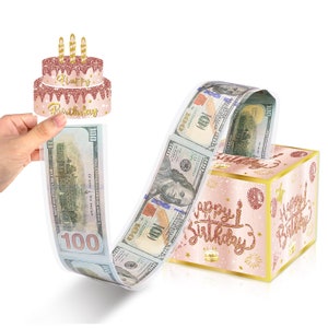 1 jeu de tirelire d'anniversaire en espèces, cadeau à tirer, boîte surprise, cadeaux pour enfants, garçons et filles, porte-monnaie d'anniversaire en espèces avec carte amovible à faire soi-même
