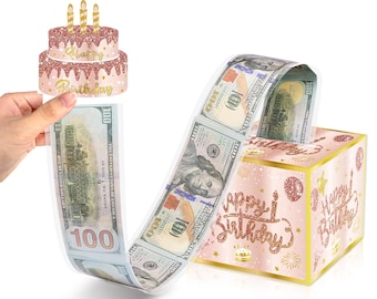 1set Birthday Money Box for Cash Gift Pull Surprise Box Gifts for Kids Boys Girls Birthday Money Holder for Cash with Pull Out Card DIY