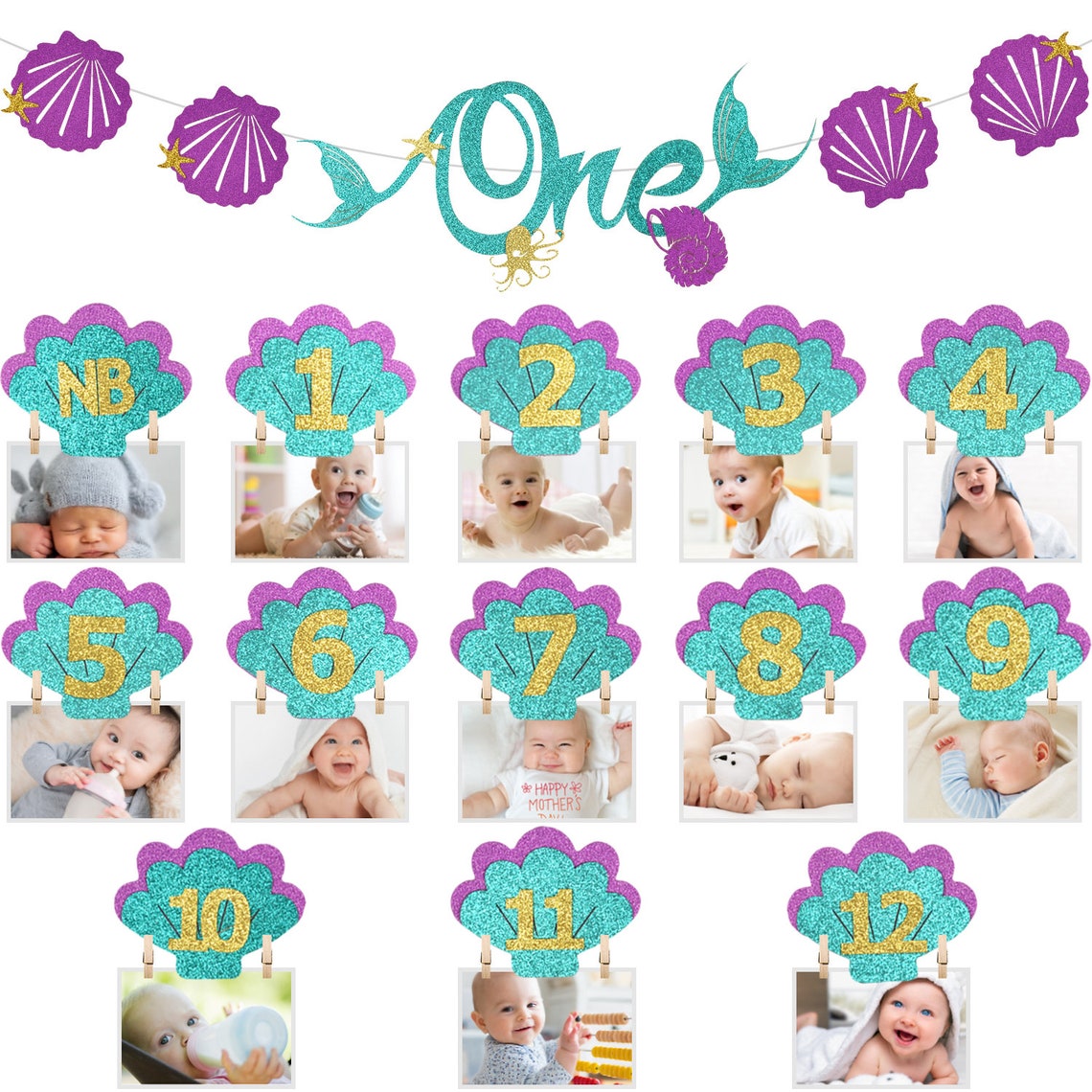 First Birthday Photo Banner First Birthday Decorations for - Etsy