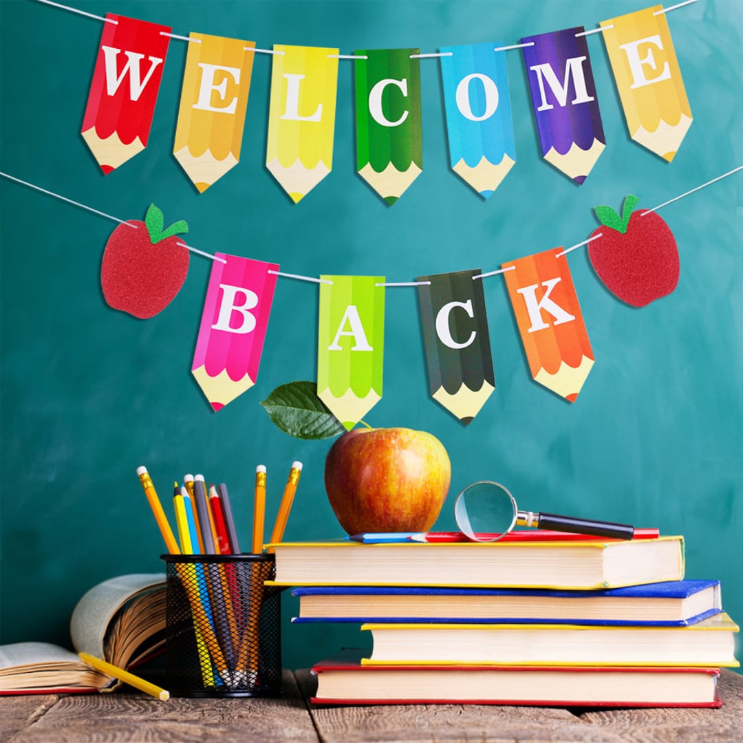 welcome-back-banner-bulletin-board-pencil-stationery-banner-etsy