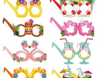 16PCS Summer Party Sunglasses Funny Hawaiian Glasses Summer Kids Party Favors Photo Booth Props Beach Themed Party Supplies Decoration