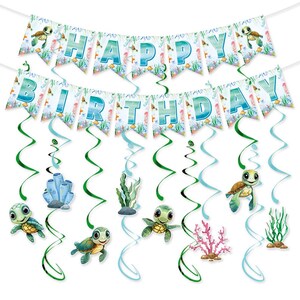 Geburtstagspartydekoration HAPPY BIRTHDAY Meeresschildkröten-Thema Banner und Schildkröten-hängenden Wirbel für Geburtstag-Babyparty-Partyzubehör