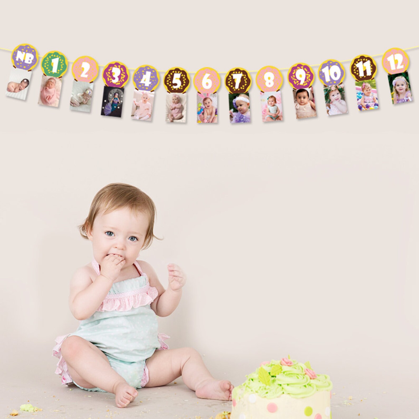 Baby 1. Geburtstag Foto Banner Sweet Doughnut Kinder  Etsy