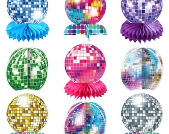6 Pcs 70s Disco Honeycomb Centerpieces Paper 80s 90s Theme Party Supplies Decorations For 70's Boogie 1970s Birthday Hippie Party Favors Birthday Hip Hop Props