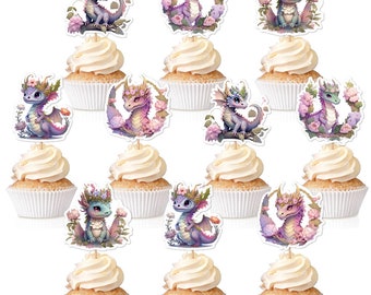 Dekoracje na babeczki Dragons Dragon Theme Dekoracja na przyjęcie urodzinowe Dekoracja na tort Akcesoria na baby shower