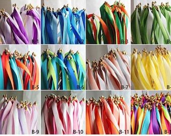 12 Ribbon Wands Streamers with Bells Wedding Party Favor Silk Fairy Stick Wand