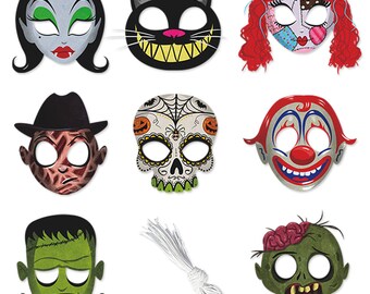 16pcs Theme Birthday Party Supplies Halloween cosplay Party Masks Photo Prop Decoration