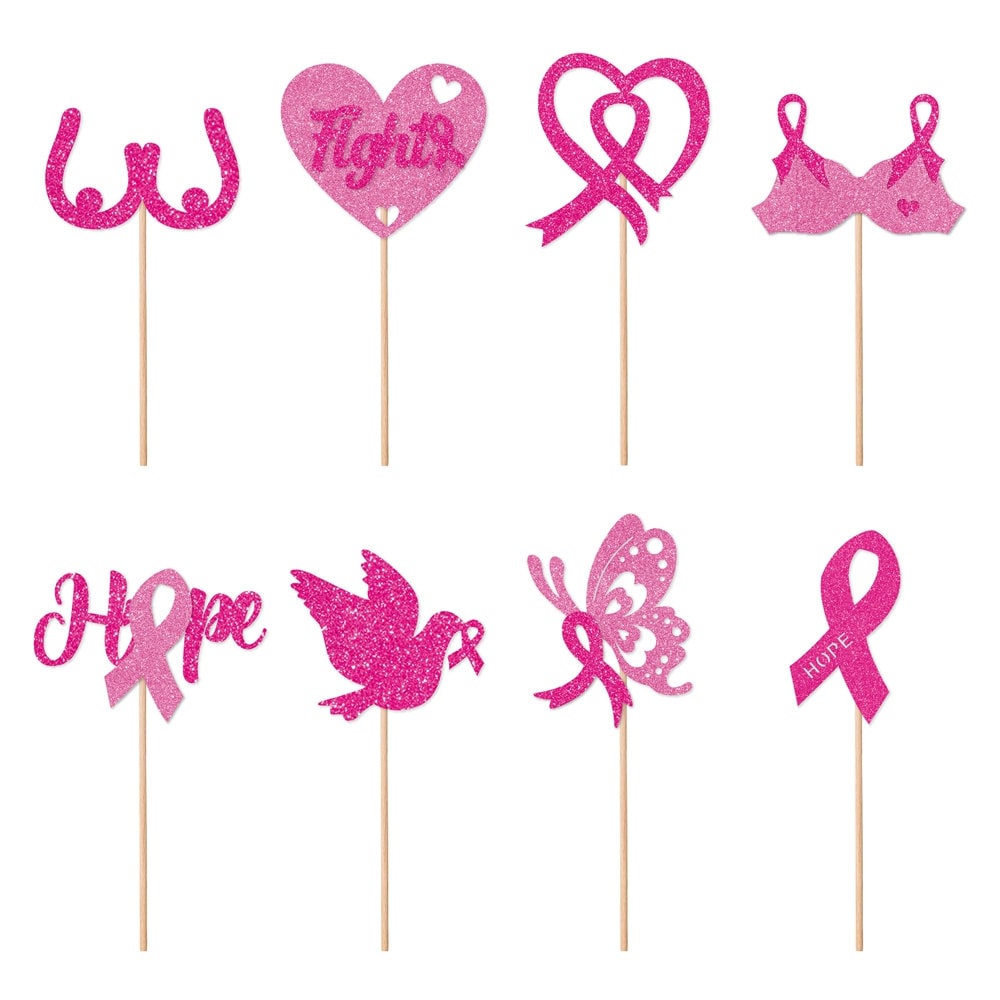 24x Brustkrebs Awareness Cupcake-Topper – Rosa Schleife, Glitzer, Für Pink Ribbon Partys & Dessert-Deko