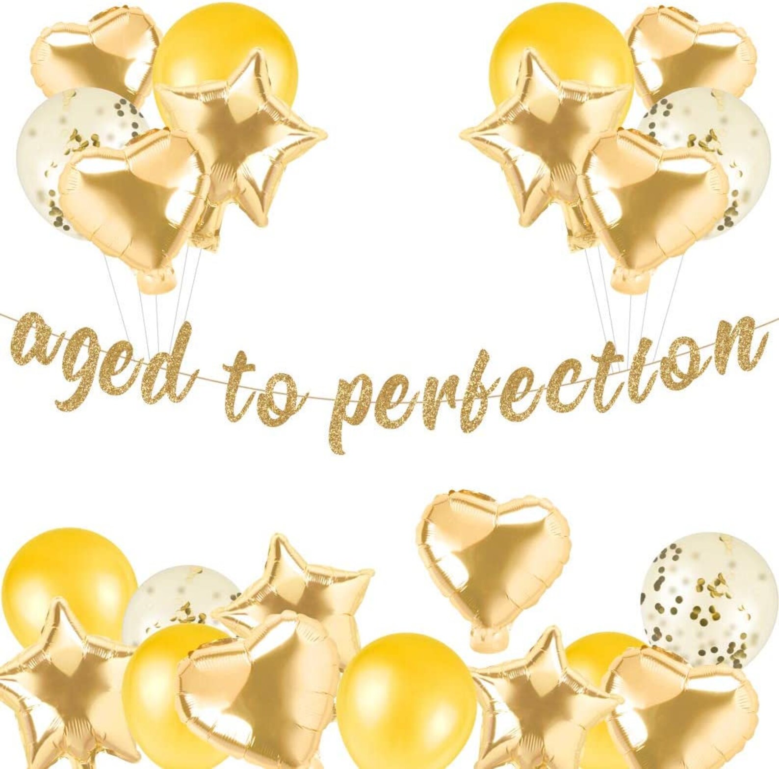 Aged to Perfection Banner With Star Foil Balloons Heart Foil - Etsy
