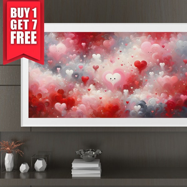 Valentines Day FRAME TV Art | Valentine Hearts Frame Tv Art | Abstract Valentines Red Heart Download for Tv, Painting, Digital Download