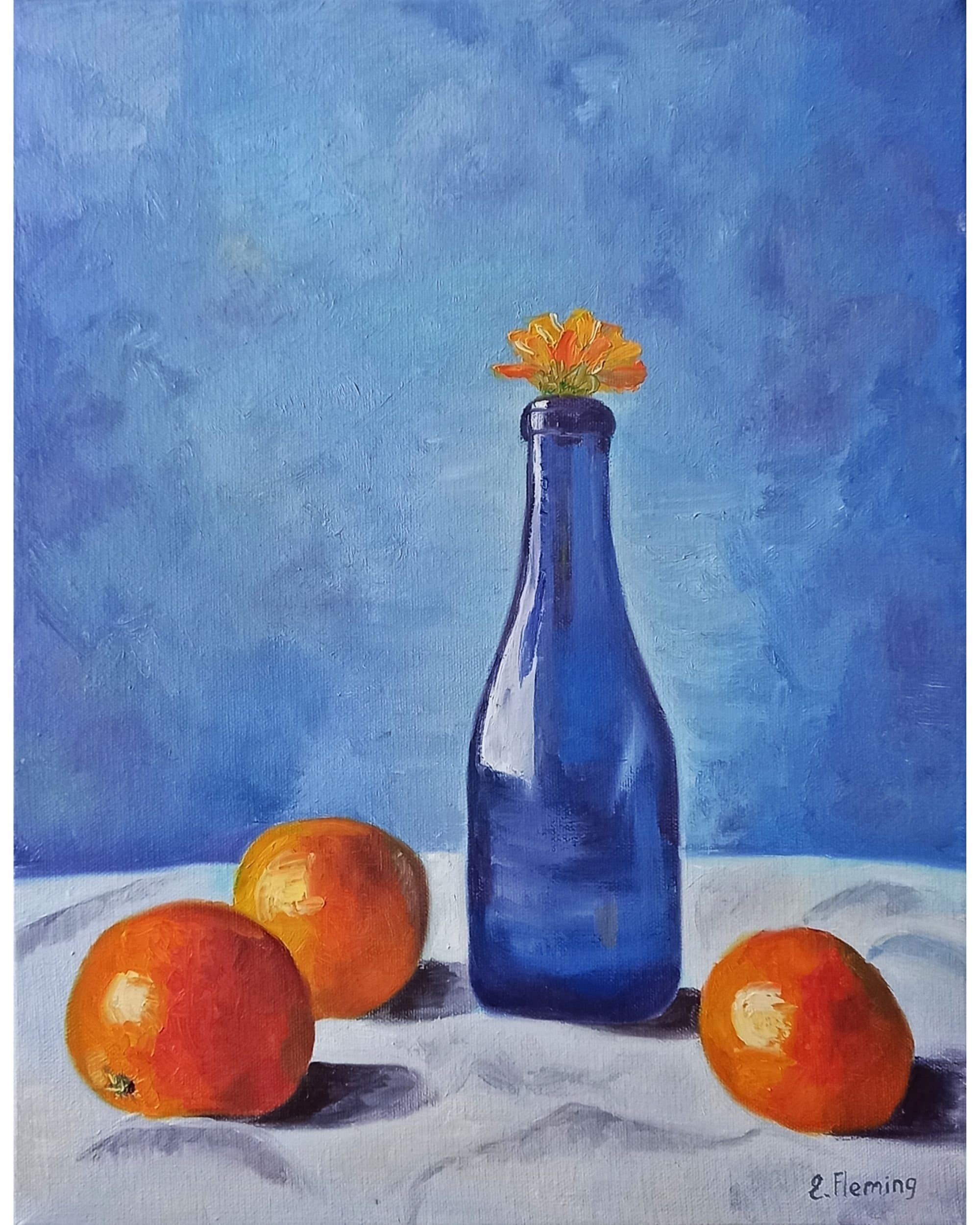 Handmade, Art, Handmade Alcohol Paint Flower In The Morning Frost Blue  Green Orange