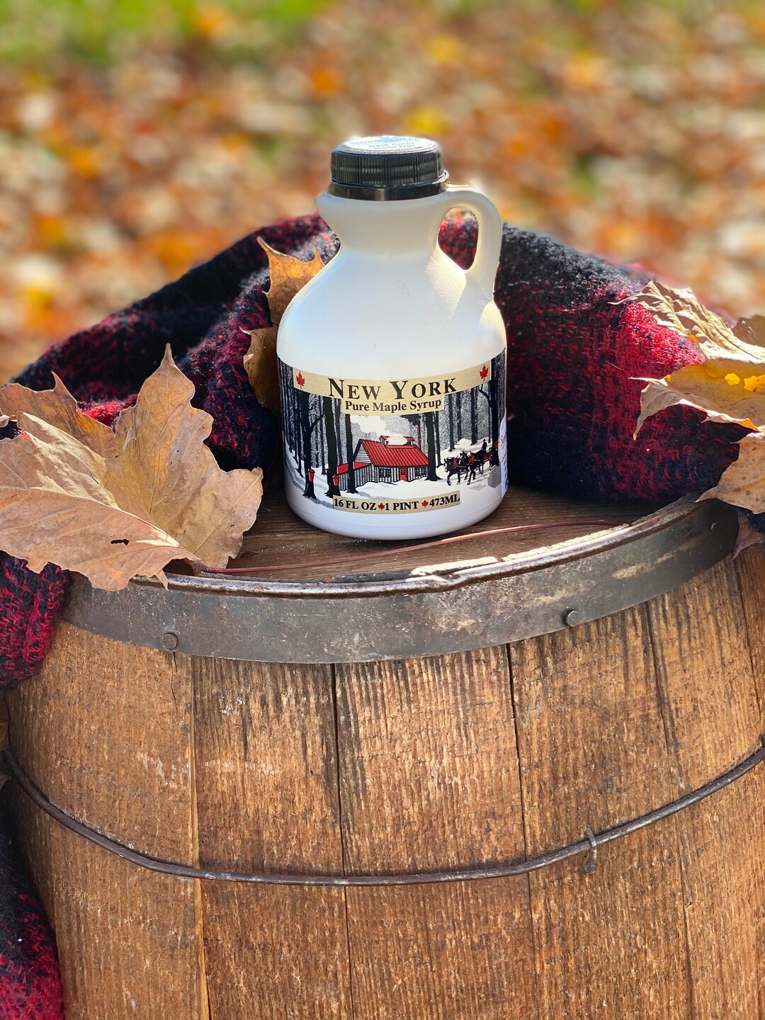 Pint MEDIUM SIZED New York Maple Syrup Plastic Bottle Maple Gift Maple