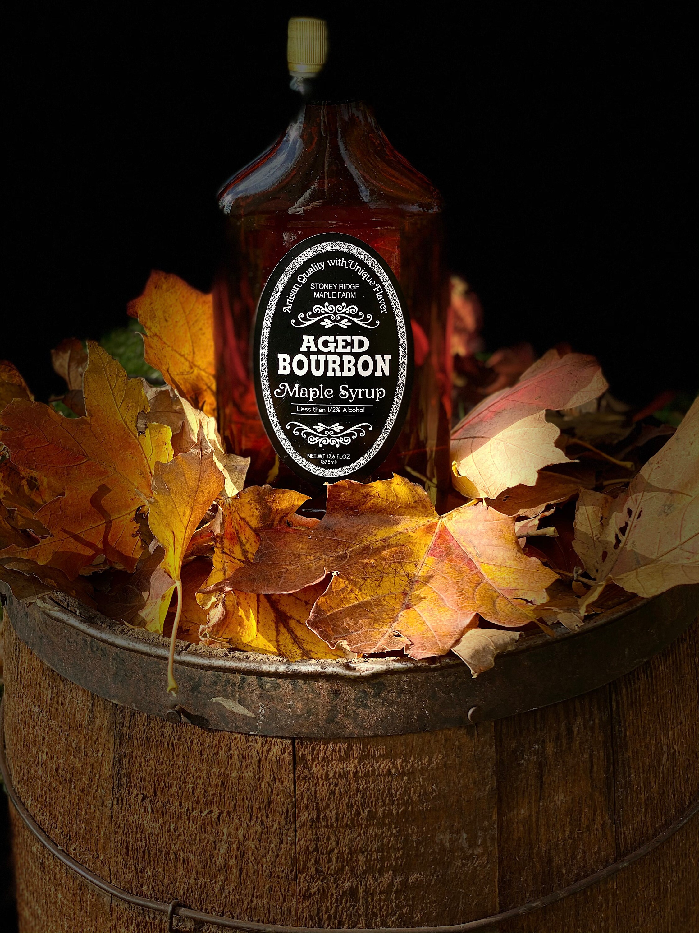 12.7 Oz New York Aged Bourbon Maple Syrup Glass Bottle Maple Gift Maple Syrup Etsy