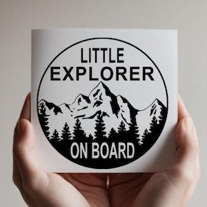 Little Explorers On Board Decal, Baby On Board Sticker, Adventure Sticker, Mountain Decal, Baby Safety Sign, New Baby Gift, Baby Shower Gift