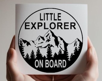 Little Explorers On Board Decal, Baby On Board Sticker, Adventure Sticker, Mountain Decal, Baby Safety Sign, New Baby Gift, Baby Shower Gift