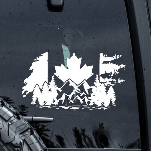 Canadian Flag Decal, Maple Leaf Car Decal, Stocking Filler, Christmas Gift, Dad Gift, Military Gift, Canadian Forces, Mountain Decal