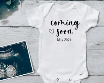 Coming Soon, Custom Baby Bodysuit, Pregnancy Announcement, Gender Reveal, Personalized Gift, Baby Shower Gift, New Mom Gift,  New Dad Gift