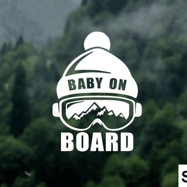 Baby On Board Decal, Snowboarding Car Decal, Mountain Sticker, New Mom Gift,  Dad Gift, Christmas Gift, Stocking Filler, Baby Shower Gift